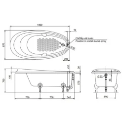 Alternative view of Bồn tắm TOTO PPY1810HIPTE#S lập thể 1.8M ngọc trai