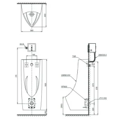 Alternative view of Bồn tiểu nam Toto UT901H#XW treo tường 0.5L