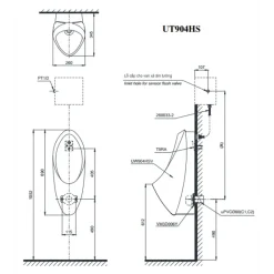 Alternative view of Bồn tiểu nam Toto UT904HN#XW (UT904HS) treo tường