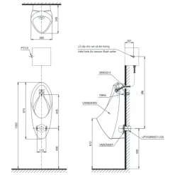 Alternative view of Bồn tiểu nam Toto UT904HR#W treo tường