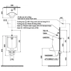 Alternative view of Bồn tiểu nam Toto UT508T#XW đặt sàn