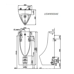 Alternative view of Bồn tiểu nam Toto USWN900AE#XW/HHF90603 cảm ứng dùng điện