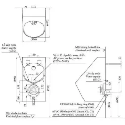 Alternative view of Bồn tiểu nam Toto USWN925AEV#XW cảm ứng điện 220V 0.5L