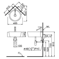 Alternative view of Chậu rửa lavabo Caesar LF5238 góc treo tường