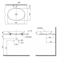Alternative view of Chậu rửa mặt TOTO LT4706#MBE đặt bàn màu be mờ