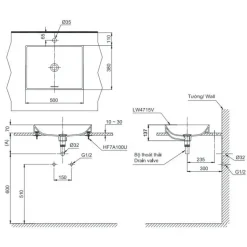 Alternative view of Chậu rửa mặt lavabo TOTO LT4715G19#XW đặt bàn