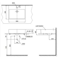 Alternative view of Chậu rửa mặt lavabo TOTO LT710GJ#W đặt bàn