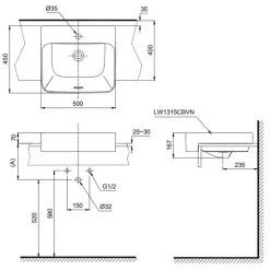 Alternative view of Chậu lavabo TOTO LW1315CBVN#XW bán âm bàn