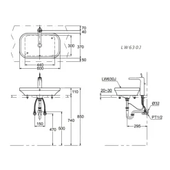 Alternative view of Chậu rửa lavabo TOTO LW630JW/F#W đặt bàn