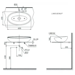 Alternative view of Chậu rửa mặt TOTO LW818JW/F#W đặt bàn hình oval