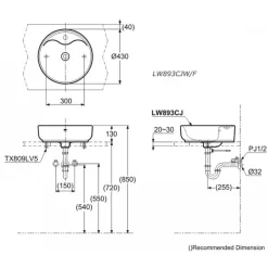 Alternative view of Chậu rửa mặt lavabo TOTO LW893CJW/F#W đặt bàn hình tròn