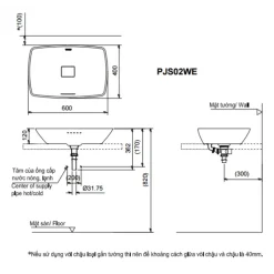 Alternative view of Chậu rửa mặt TOTO PJS02WE đặt bàn