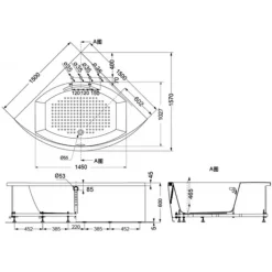 Alternative view of Bồn tắm góc TOTO PPY1543-4HPE#P/DB505R-2B/NTP002E 1.5M