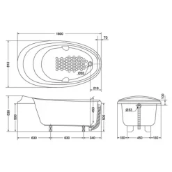 Alternative view of Bồn tắm TOTO PPY1610HPTE#P ngọc trai xây 1.6M