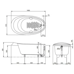 Alternative view of Bồn tắm TOTO PPY1610PTE#P ngọc trai 1.6M
