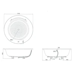 Alternative view of Bồn tắm TOTO PPY1720HPTE#P ngọc trai 1.7M tròn có tay vịn