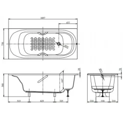 Alternative view of Bồn tắm TOTO PPY1750PE#P/DB505R-3B/TVBF412 ngọc trai 1.7M