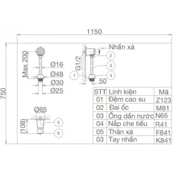 Alternative view of Van xả bồn tiểu nam Viglacera VG841 nhấn ống thẳng