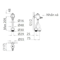 Alternative view of Van xả bồn tiểu nam Viglacera VG845.1 ống cong