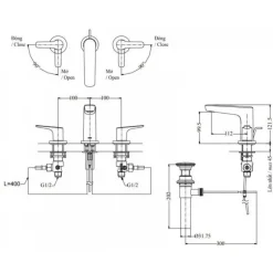 Alternative view of Vòi lavabo Toto TLG03201BA#PBR nóng lạnh 3 lỗ đồng bóng
