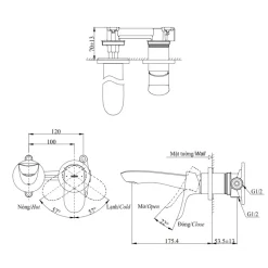 Alternative view of Vòi lavabo Toto TLG01310BB (TLG01310B) nóng lạnh âm tường