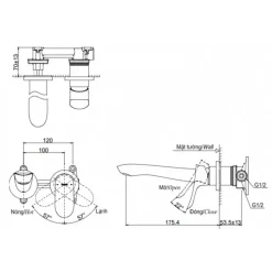 Alternative view of Vòi lavabo Toto TLG01311BB#PFG nóng lạnh âm tường vàng pháp bóng