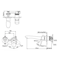 Alternative view of Vòi lavabo Toto TLG01311BB (TLG01311B) nóng lạnh âm tường
