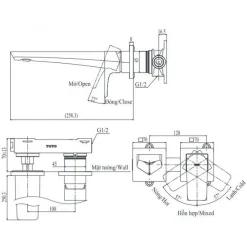 Alternative view of Vòi lavabo Toto TLG07308BB nóng lạnh âm tường