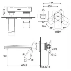 Alternative view of Vòi lavabo Toto TLG10308BB#PFG nóng lạnh âm tường vàng pháp bóng