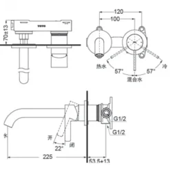 Alternative view of Vòi lavabo Toto TLG11308BA (TLG11308B) nóng lạnh âm tường