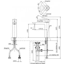 Alternative view of Vòi lavabo TOTO TLG02304B#PFG nóng lạnh thân cao vừa vàng pháp bóng