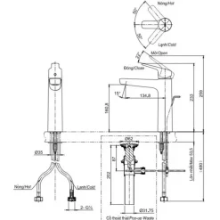 Alternative view of Vòi lavabo TOTO TLG03303B#PFG nóng lạnh thân cao vừa vàng pháp bóng