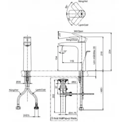 Alternative view of Vòi lavabo TOTO TLG04304B#BFG nóng lạnh thân cao vừa vàng pháp mờ