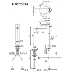 Alternative view of Vòi lavabo TOTO TLG13303A nóng lạnh thân cao vừa