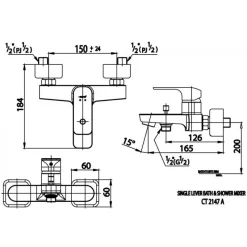 Alternative view of Củ sen tắm COTTO CT2147A#BL Scirocco nóng lạnh màu đen
