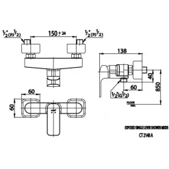 Alternative view of Củ sen tắm COTTO CT2148A#BL Scirocco nóng lạnh màu đen