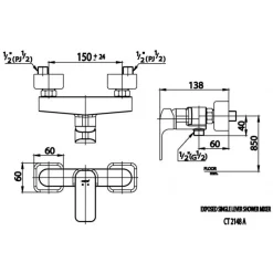 Alternative view of Củ sen tắm COTTO CT2148A#GR Scirocco nóng lạnh màu vàng