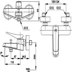 Alternative view of Củ sen tắm COTTO CT2305A#BL Xposh nóng lạnh màu đen