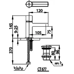Alternative view of Vòi lavabo COTTO CT2061 Medio nóng lạnh
