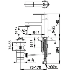 Alternative view of Vòi lavabo COTTO CT2094A Alto nóng lạnh