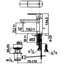 Alternative view of Vòi lavabo COTTO CT2123A Scirocco nóng lạnh