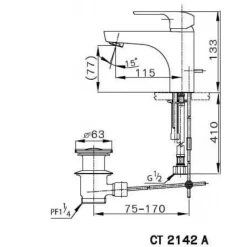 Alternative view of Vòi lavabo COTTO CT2142A Scirocco nóng lạnh