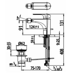 Alternative view of Vòi lavabo COTTO CT2143A Scirocco nóng lạnh