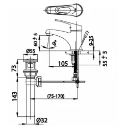 Alternative view of Vòi lavabo COTTO CT2171A Arona V II nóng lạnh