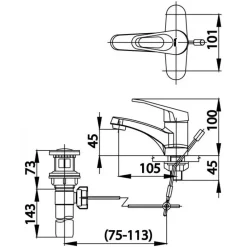Alternative view of Vòi lavabo COTTO CT2173A Arona V II nóng lạnh chậu 3 lỗ