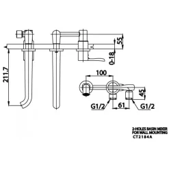 Alternative view of Vòi lavabo COTTO CT2184A nóng lạnh gắn tường