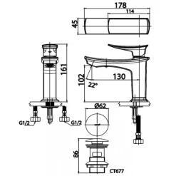 Alternative view of Vòi lavabo COTTO CT2251A Thantara nóng lạnh