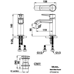 Alternative view of Vòi lavabo COTTO CT2261A Linio nóng lạnh
