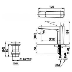 Alternative view of Vòi lavabo COTTO CT2301A Xposh nóng lạnh