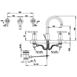 Alternative view of Vòi lavabo COTTO CT238C20 Cross nóng lạnh chậu 3 lỗ